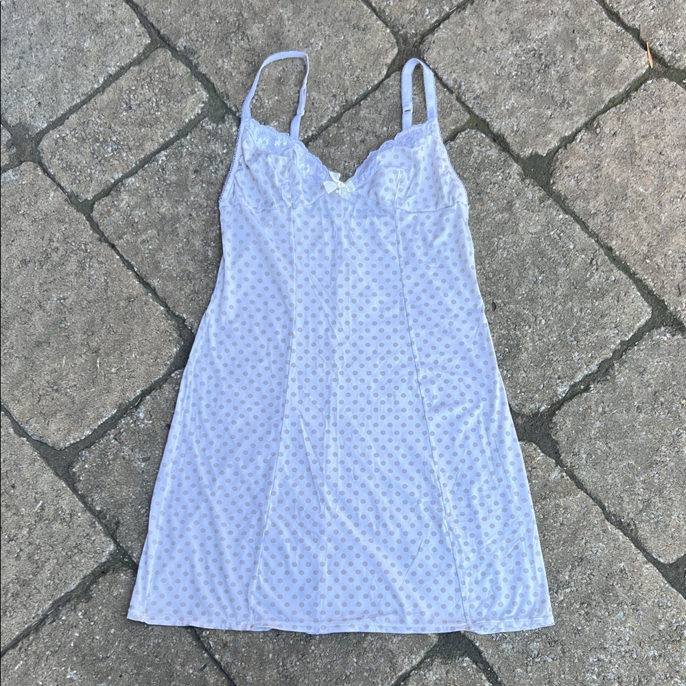Vintage Delicate White Polka Dot Slip Dress
